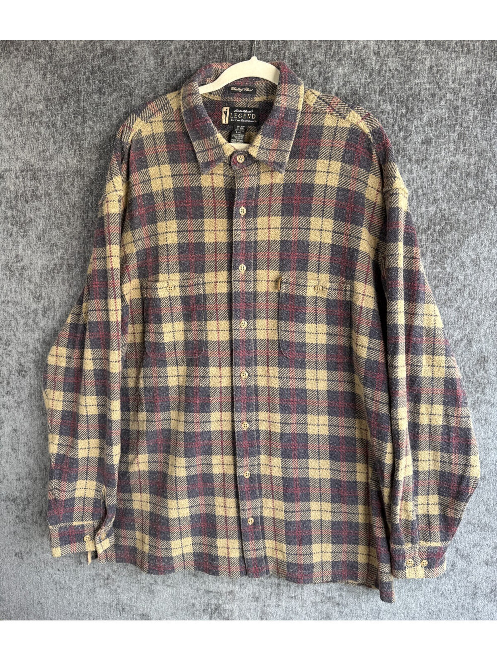 Eddie Bauer Legend Whidbey Plaid Heavyweight Flannel Shirt Mens Large Tall